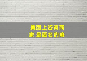 美团上咨询商家 是匿名的嘛